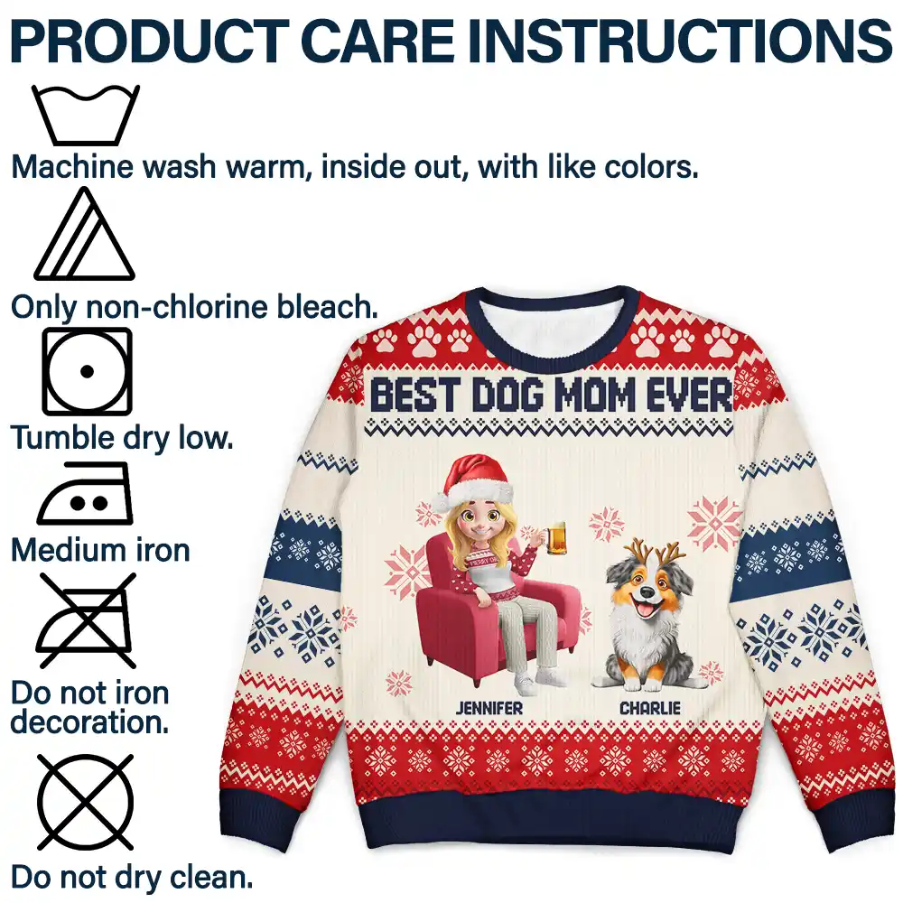 Dog Mom Dog Dad 3D Effect Dog - Personalized Unisex Ugly Sweater