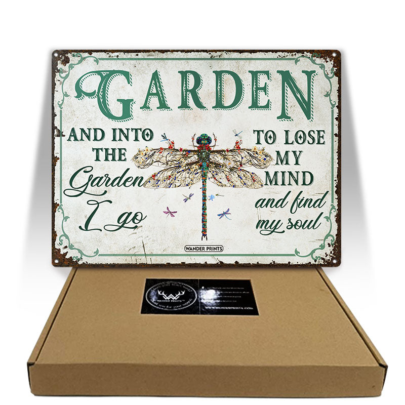Wander Prints Gardener Gift, Birthday Gifts For Mom, Mom, Grandma, Grandpa Who Love Garden - Dragonfly Garden Sign Unique House Warming Gift For Gardening Lovers, Rustic Metal Sign, Garden Stake, Yard Patio Outdoor Decor