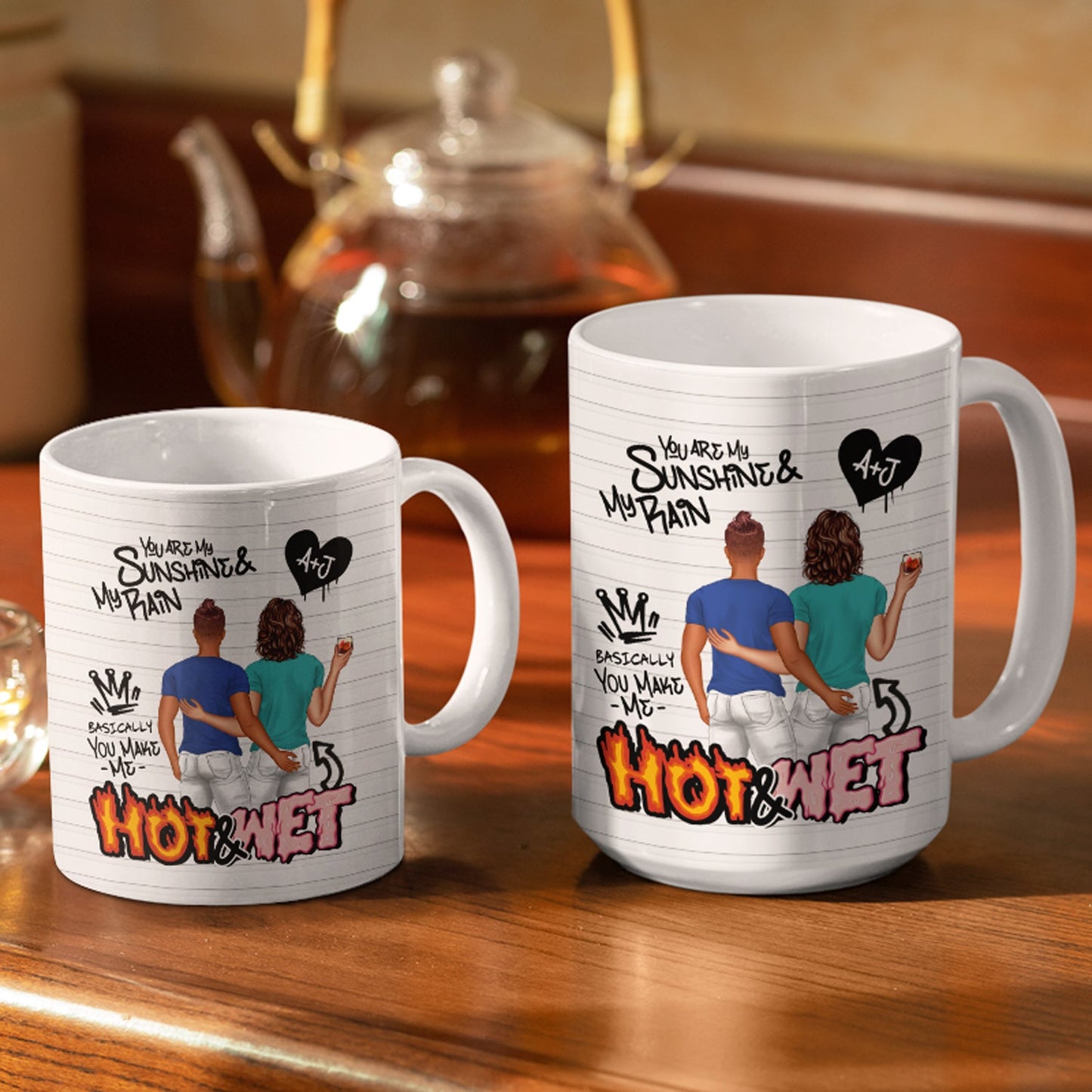 My Sunshine And My Rain - Gift For Couples - Personalized White Edge-to-Edge Mug