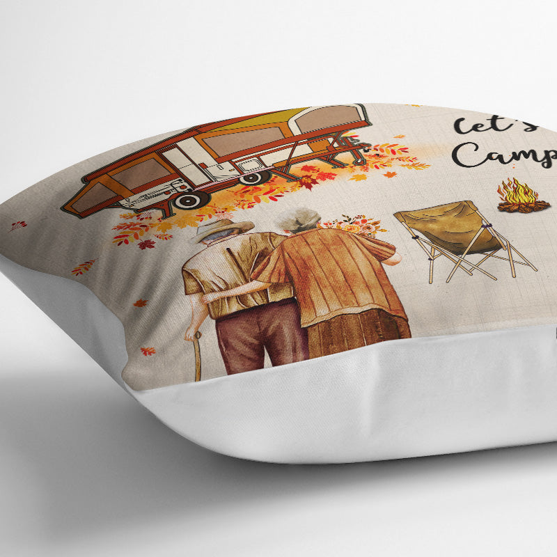 Fall Camping Old Couple Let's Go Camping - Personalized Custom Pillow