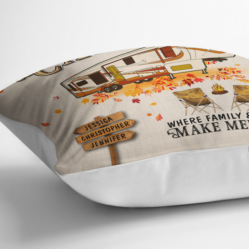 Fall Camping Welcome To Our Campsite Custom Pillow