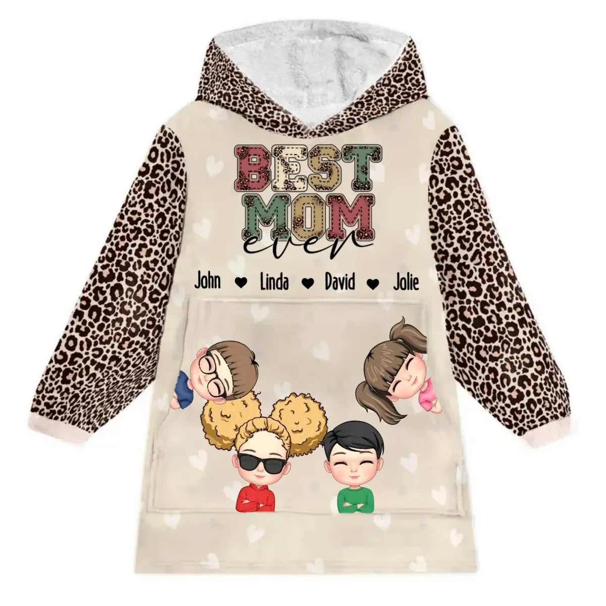 Family - Best Mom Ever - Personalized Oversized Blanket Hoodie - The Next Custom Gift Shirts & Tops