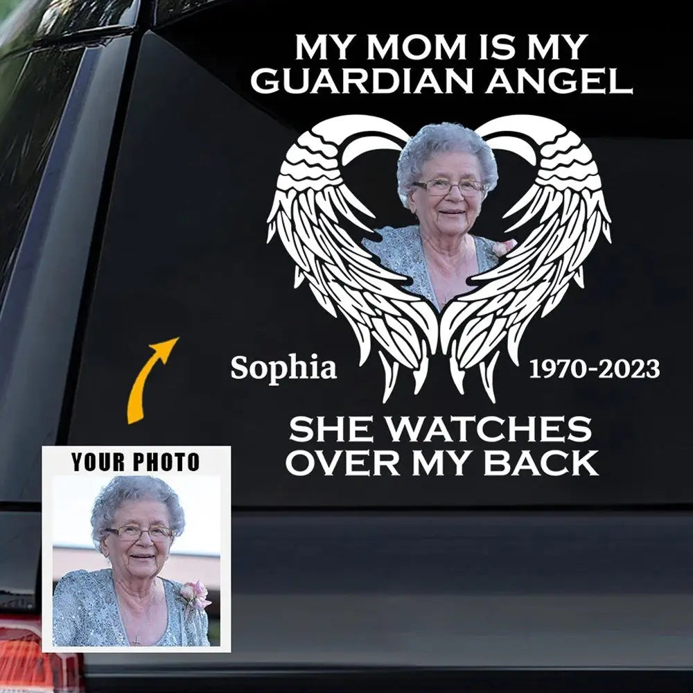 Family - My Dad Mom Grandma Grandpa Is My Guardian Angel - Personalized Decal (HJ) - The Next Custom Gift Acrylic Plaque