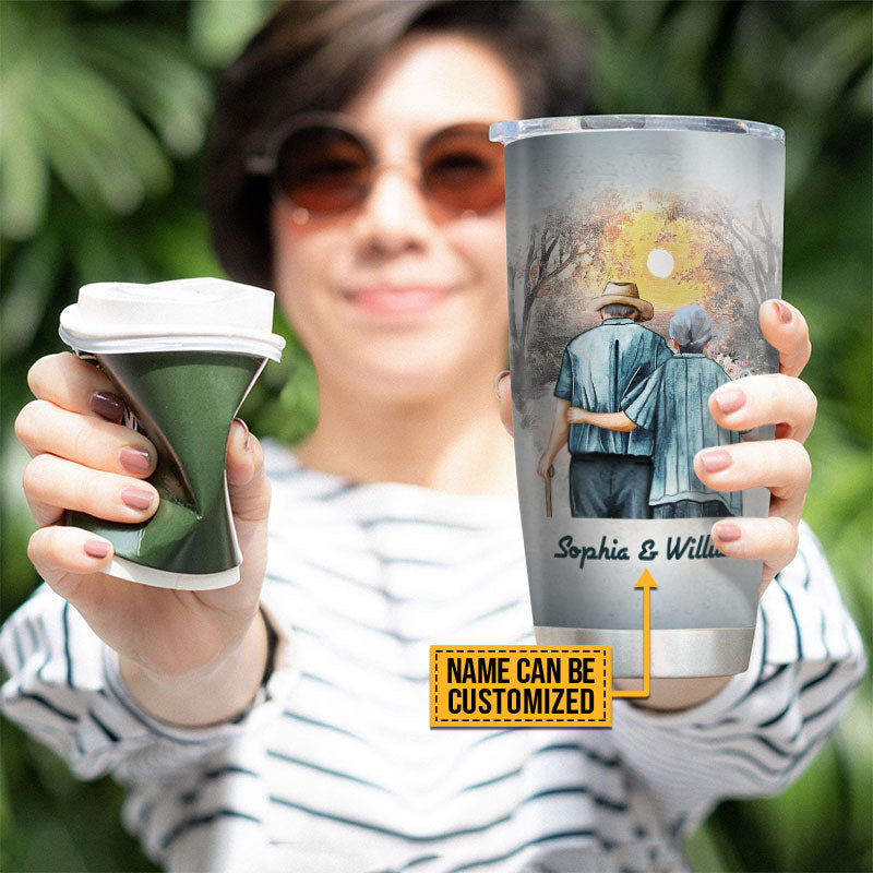 Family Old Couple Husband Turn Back The Clock Custom Tumbler, Anniversary, Couple Gift