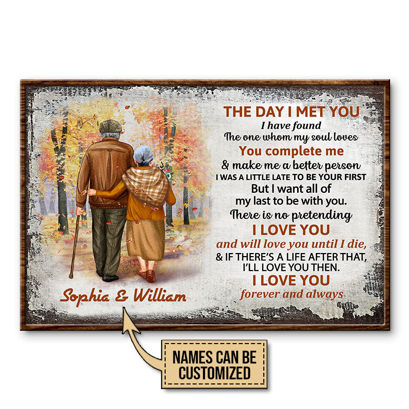 Family Old Couple The Day I Met You Custom Poster, Personalized Fall Couple Wall Art, Couple Gift