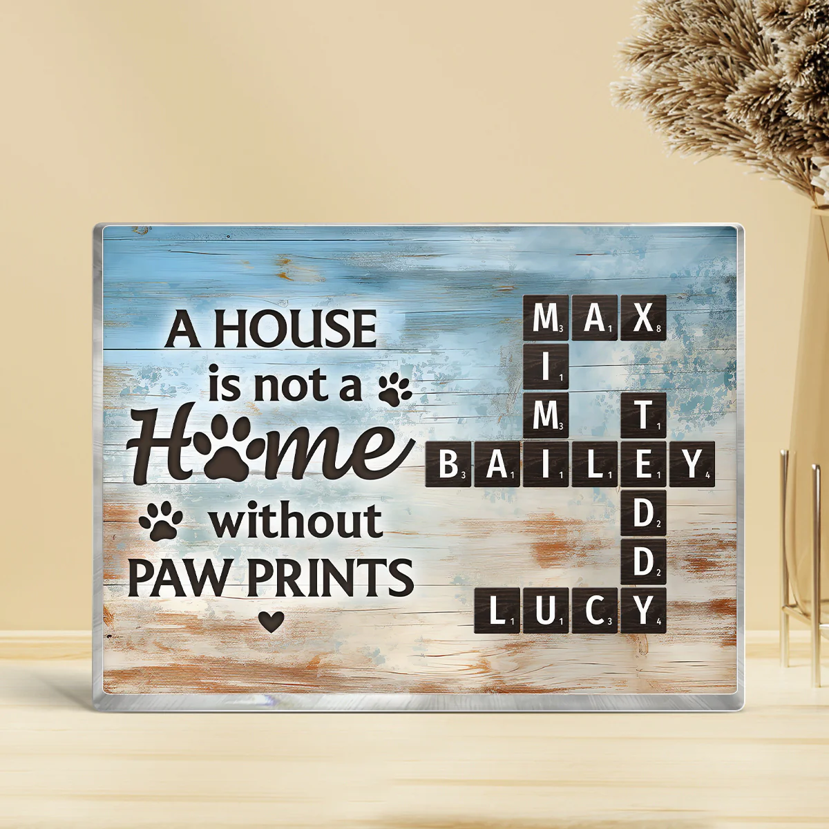 Home With Paw Prints Pet Crossword Puzzle Art - Personalized Poster