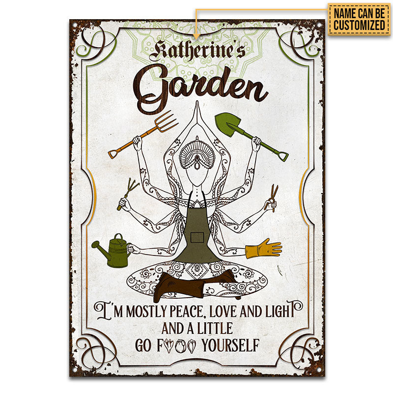 Gardening Mostly Peace Custom Classic Metal Signs, Garden Decorations, Outdoor Decorating Ideas