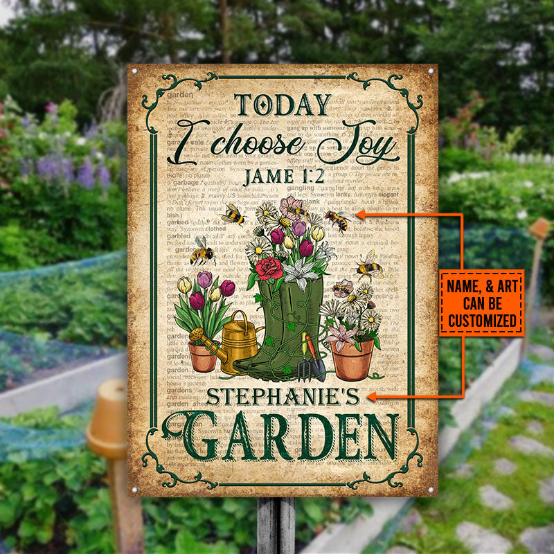 Garden Dictionary Today I Choose Joy Custom Classic Metal Signs, Gardening Metal Sign, Idea Decoration For Gardening, Personalized Garden Sign