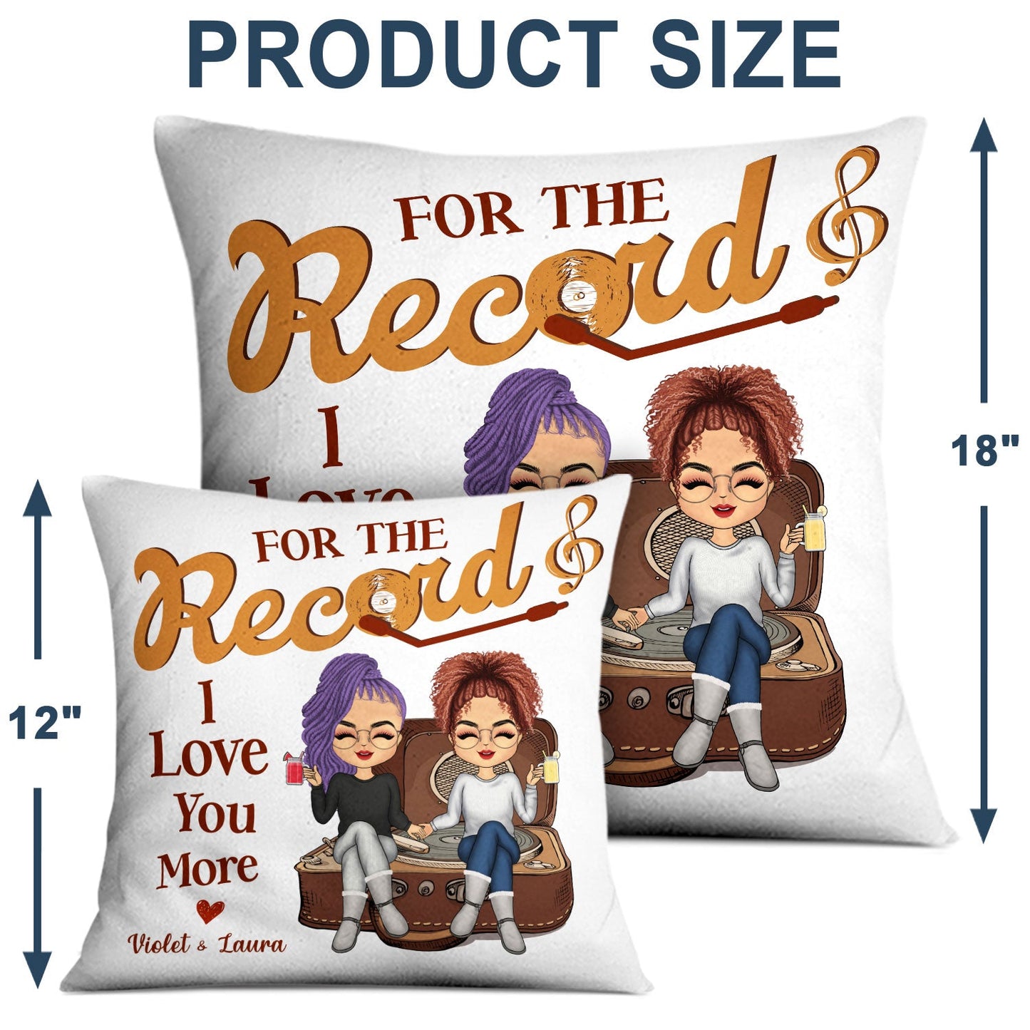 Couple Chibi For A Record I Love You - Personalized Custom Pillow