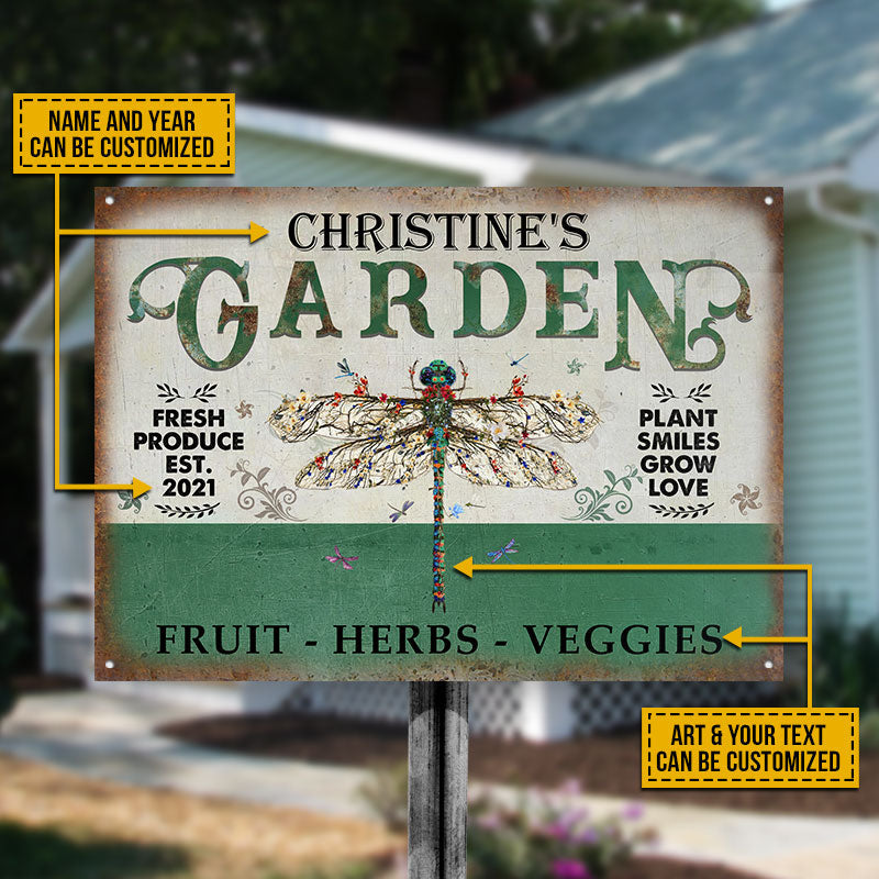 Garden Floral Art Plant Smiles Grow Love Custom Classic Metal Signs