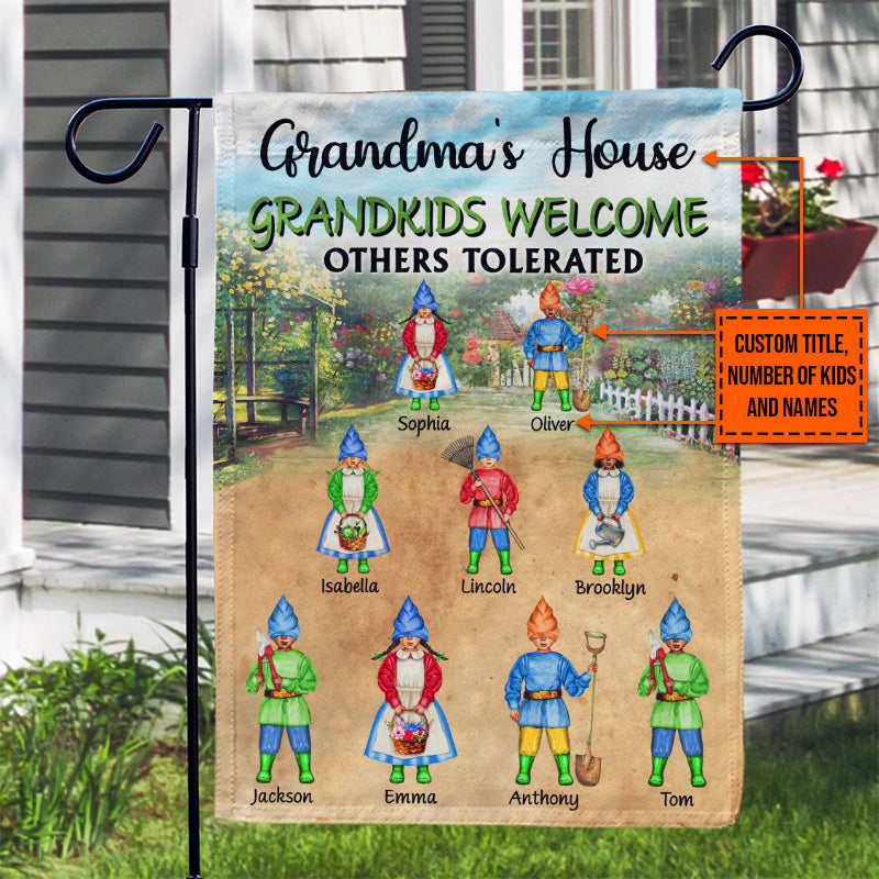 Garden Grandma Grandpa House Grandkids Welcome Others Tolerated Custom Flag