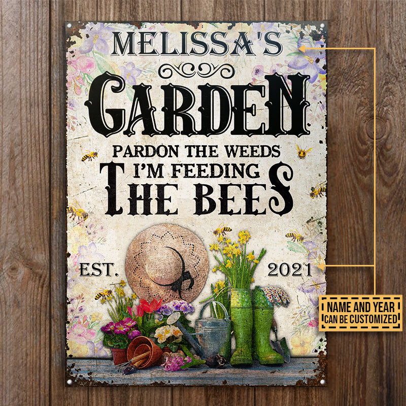 Gardening Floral Feeding The Bees Custom Classic Metal Signs