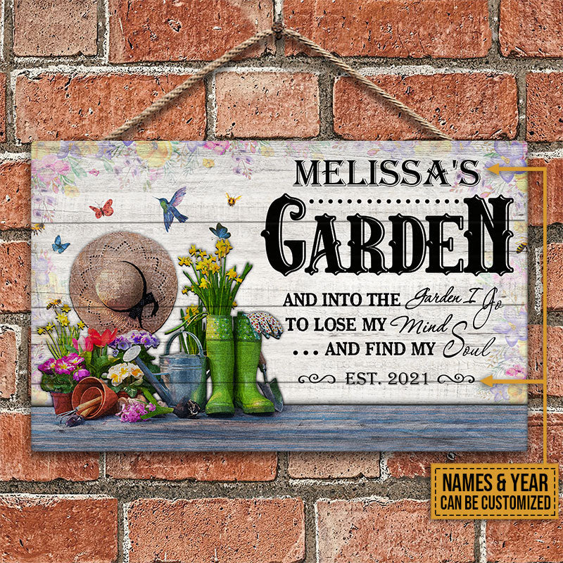Gardening Floral Into The Garden I Go Custom Wood Rectangle Sign