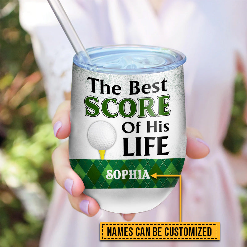 Golf Couple Golfer Best Score Custom Wine Tumbler, Couple Gift