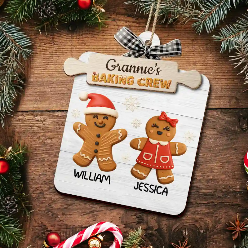 Grandma's Favorite Cookies 3D Effect - Personalized Wooden Ornament