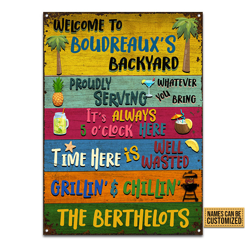 Grilling Boudreaux's Backyard Custom Classic Metal Signs