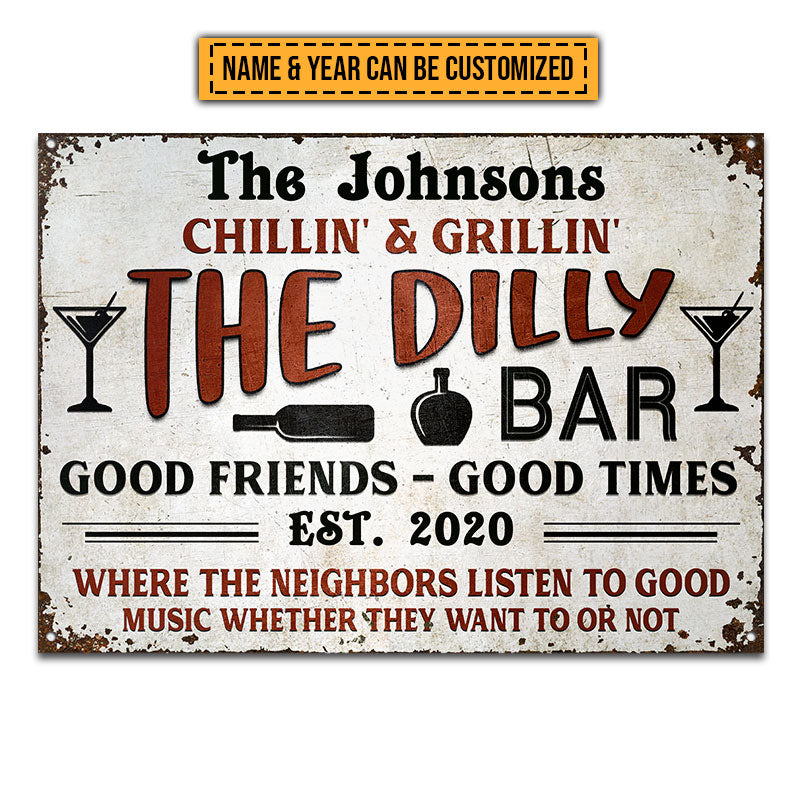 Grilling Patio Backyard Bar Listen To Good Music Custom Classic Metal Signs, Yard Sign