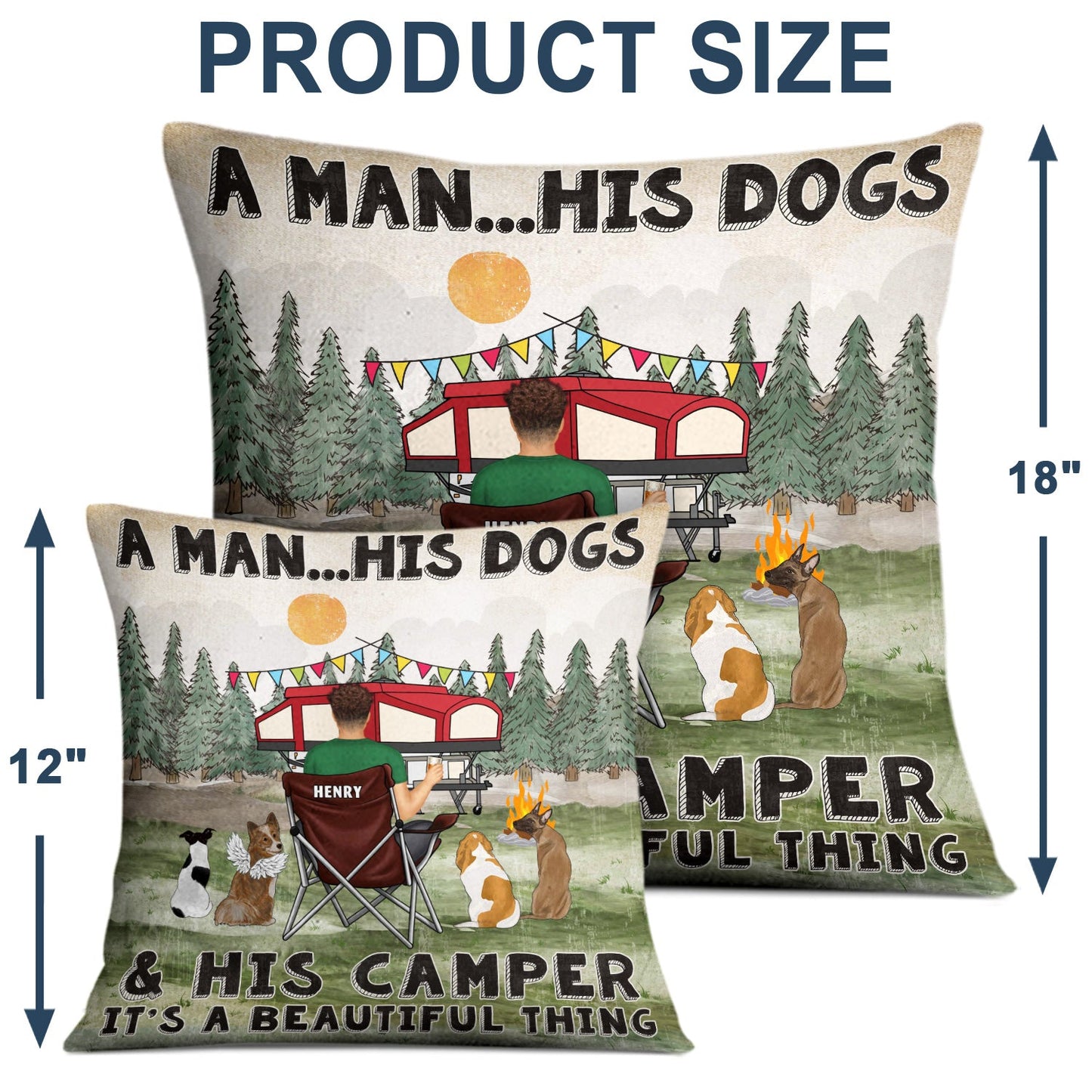 A Girl And Her Dogs Beautiful Thing - Gift For Camping Lovers - Personalized Pillow