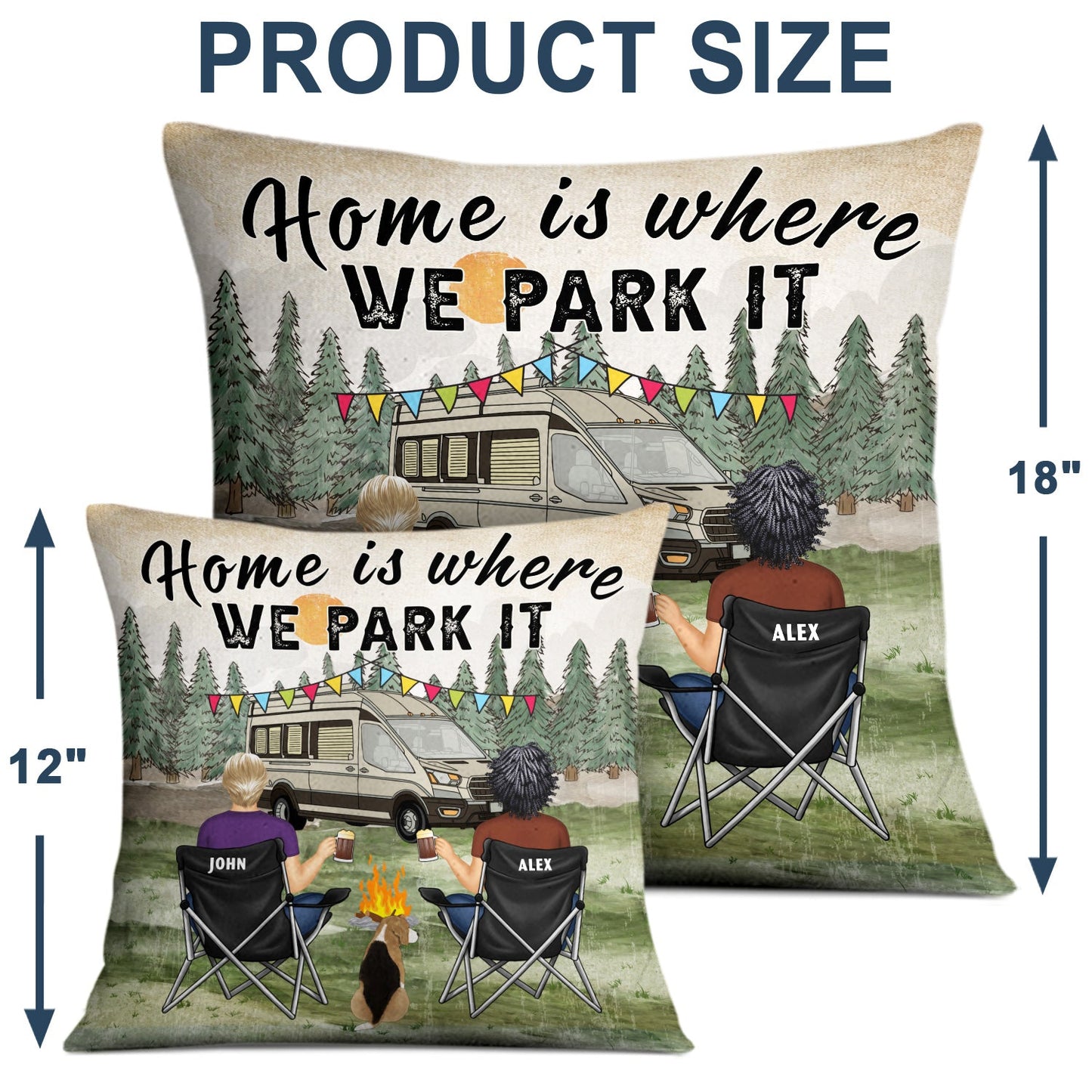 You And Me And The Dog Grass - Gift For Camping Lovers - Personalized Pillow