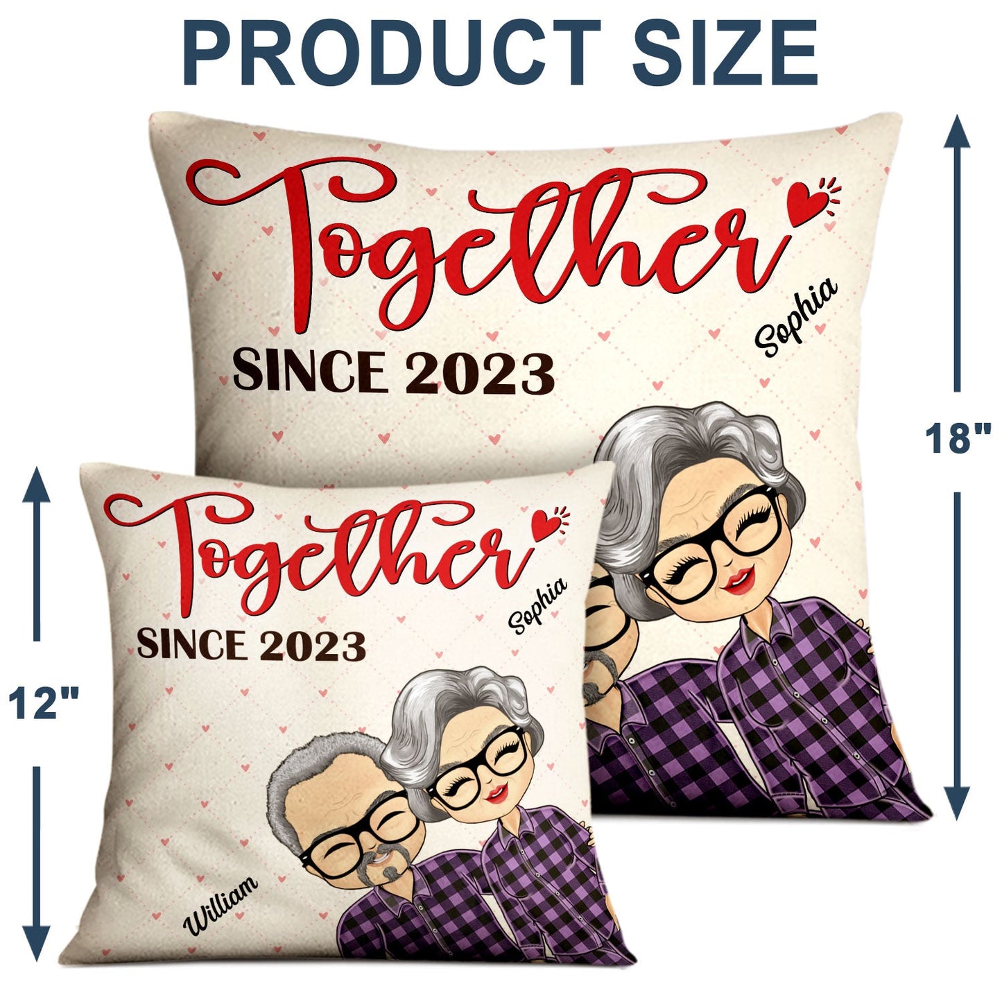 Together Since Chibi Couple - Anniversary, Birthday Gift For Spouse, Husband, Wife, Boyfriend, Girlfriend - Personalized Custom Pillow