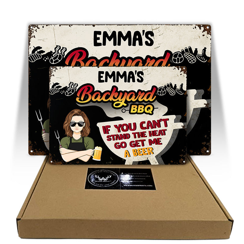 Backyard BBQ Go Get Me A Beer - Personalized Custom Classic Metal Signs