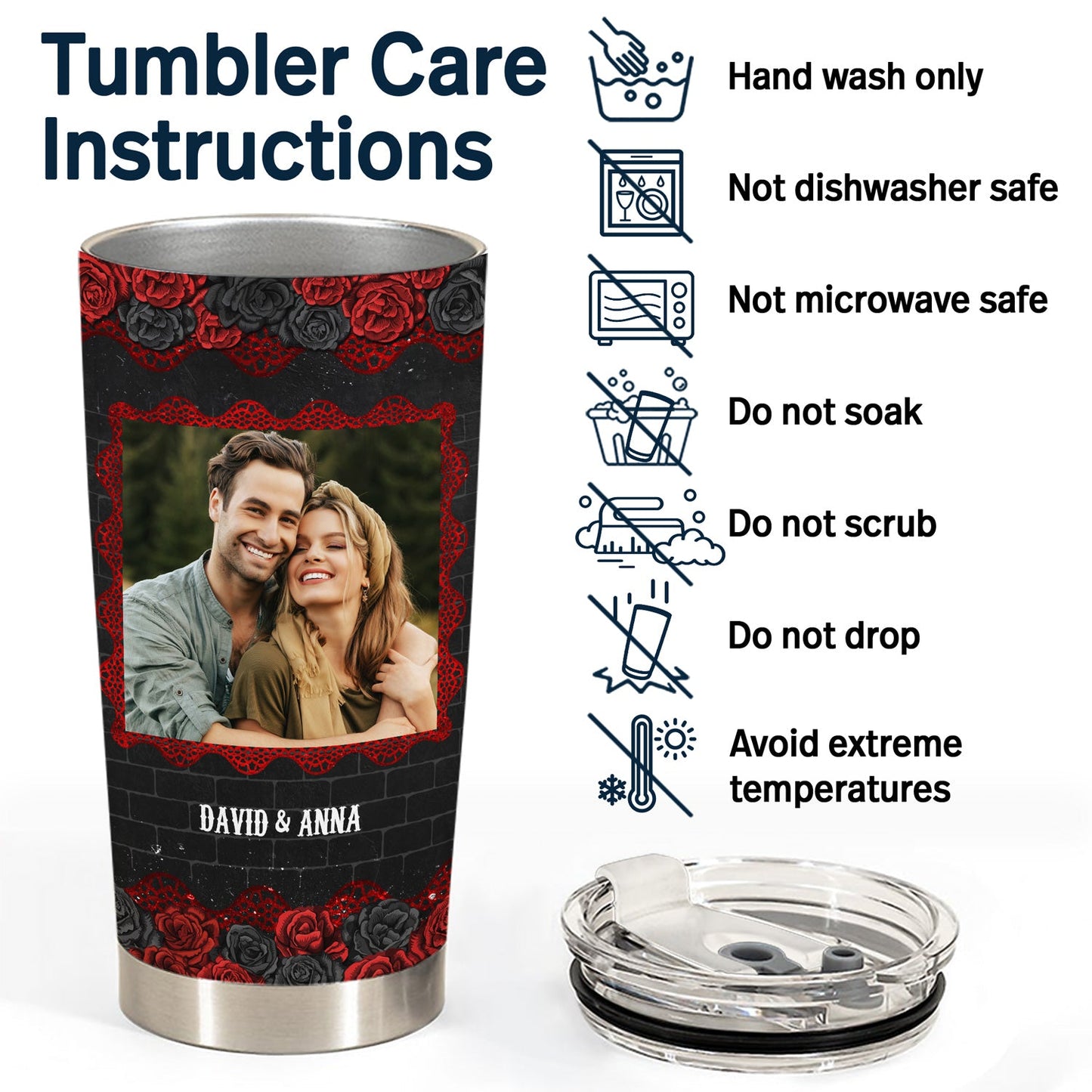 Couple Custom Photo You're The Only One Black Ver - Gift For Couple - Personalized Custom Tumbler