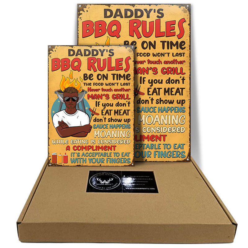 Grilling Dad Grandpa Barbeque Rules - Personalized Custom Classic Metal Signs