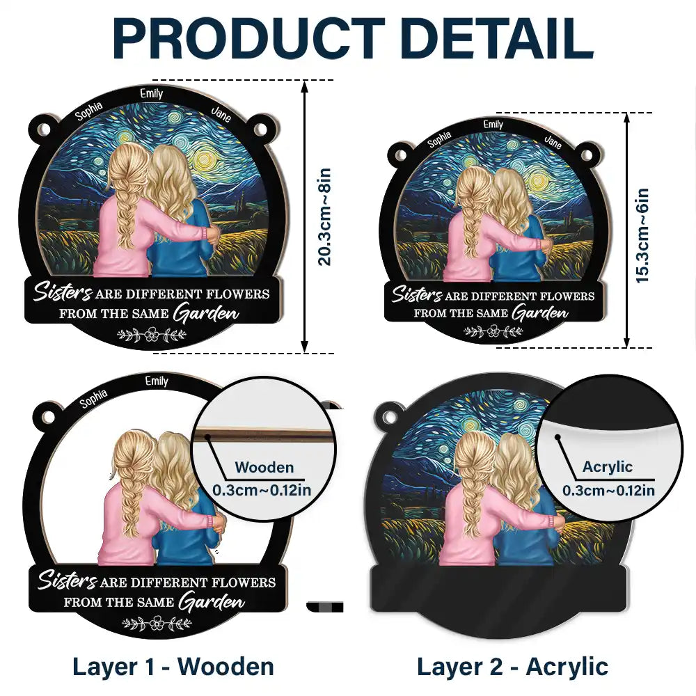 Sisters From The Same Garden - Personalized Window Hanging Suncatcher Ornament