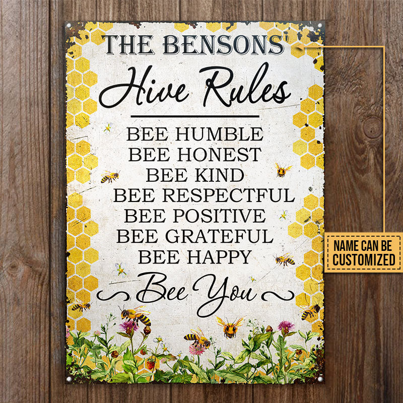 Honey Bee Hive Rules Custom Classic Metal Signs