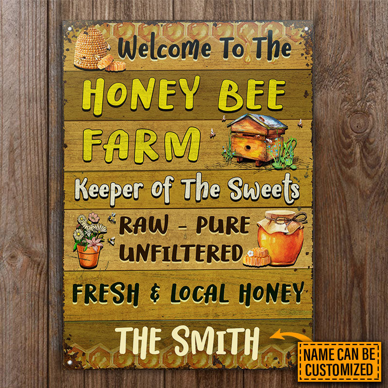 Honey Bee Welcome To The Farm Custom Classic Metal Signs