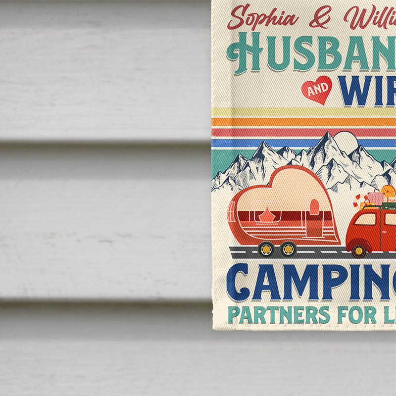 Husband And Wife - Camping Anniversary Gift - Personalized Custom Flag