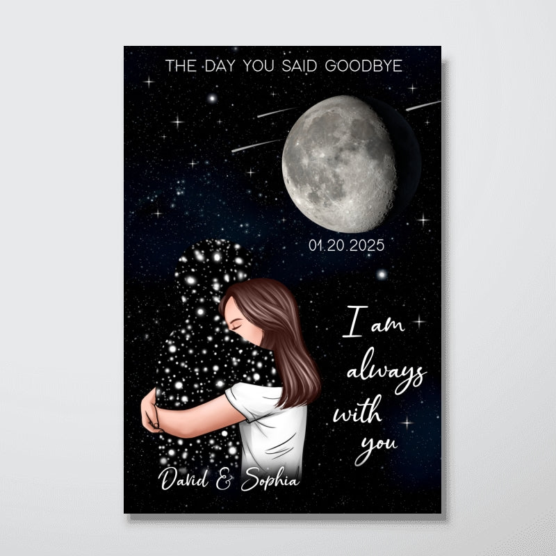 The Day You Said Goodbye Woman With Lost Loved One Memorial Moon Phase Personalized Poster