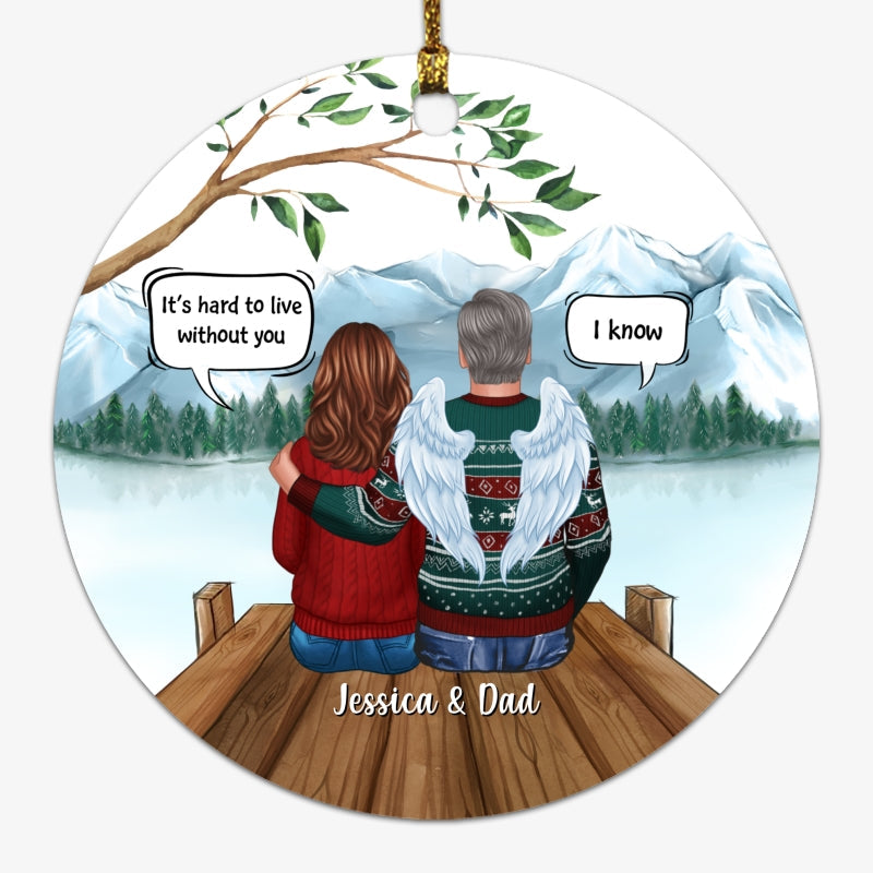 Family Sitting On Bridge Memorial Personalized Circle Ornament