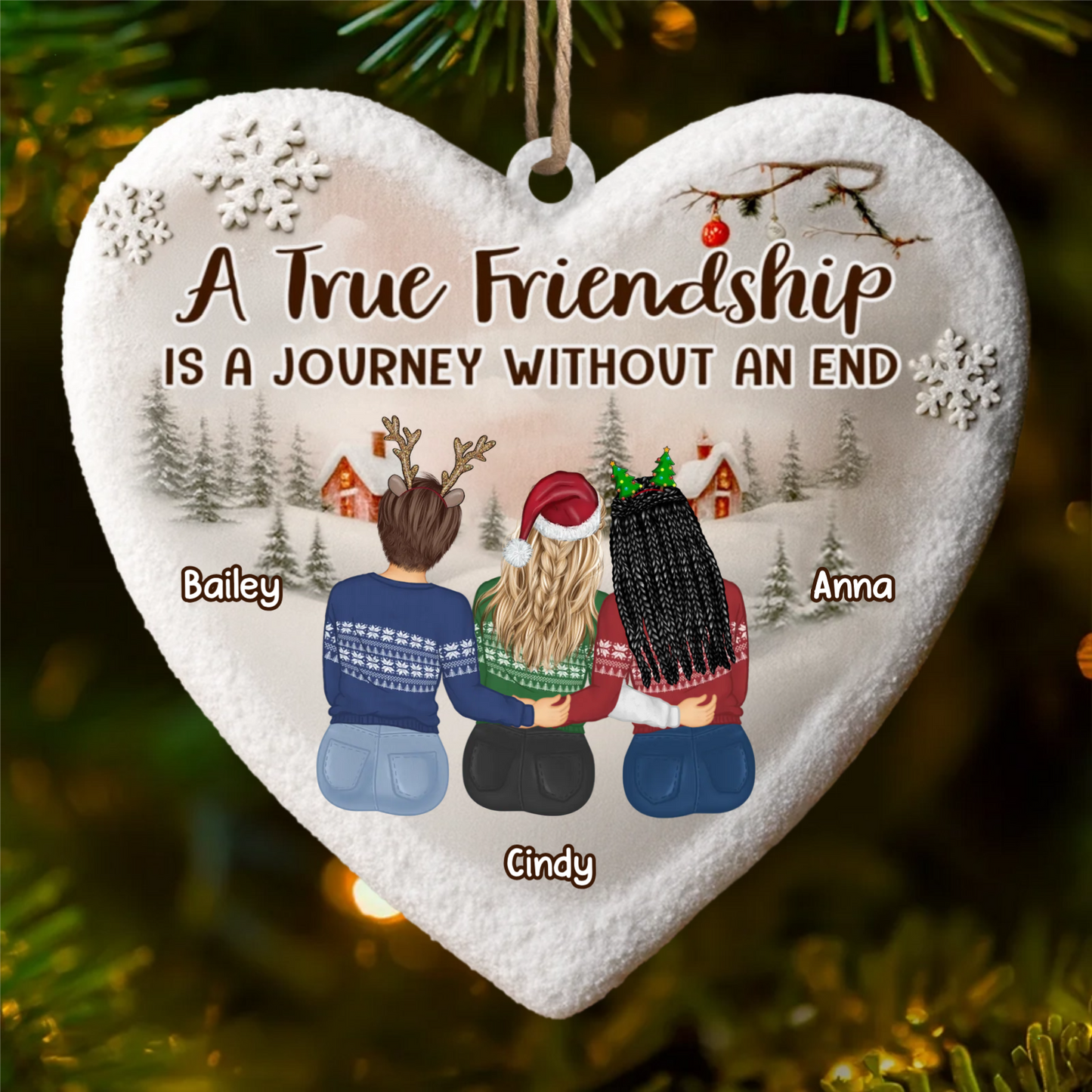 Custom Wood Ornament - Personalized Best Friend Christmas Birthday Gifts For Women, Besties, Sisters, BFF - Merry Moments Together