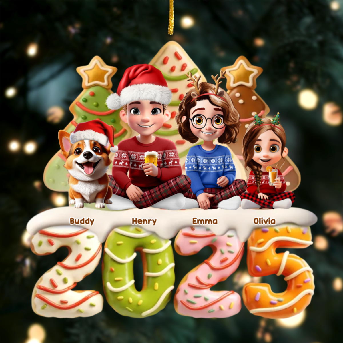 Custom Acrylic Ornament - Personalized Christmas Birthday Gifts For Family, Dog Cat Lovers - Cheers To Family Love