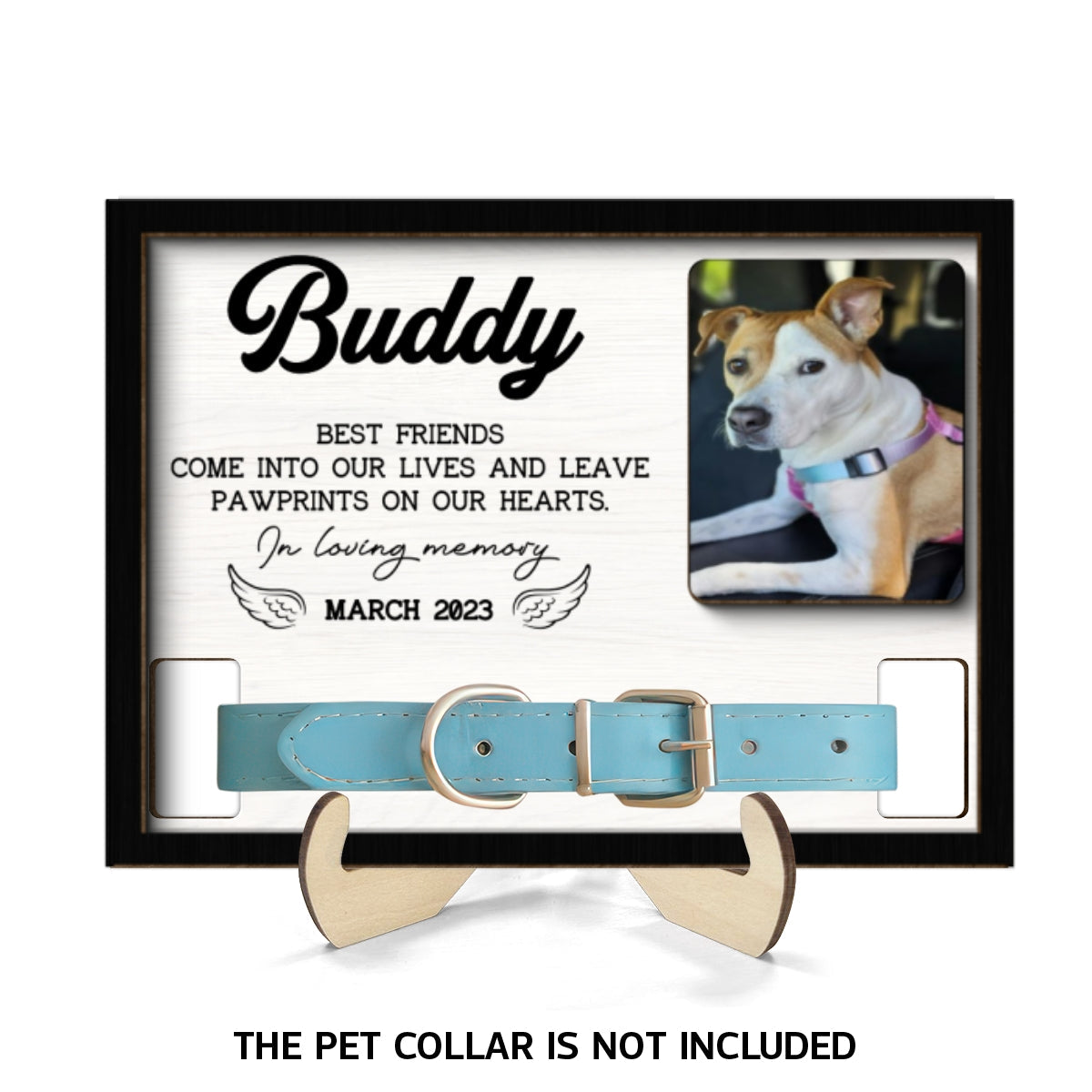 Pet Loss Dog Cat Photo Memorial Remembrance Gift Pet Collar Keepsake Personalized Wooden Pet Collar Holder