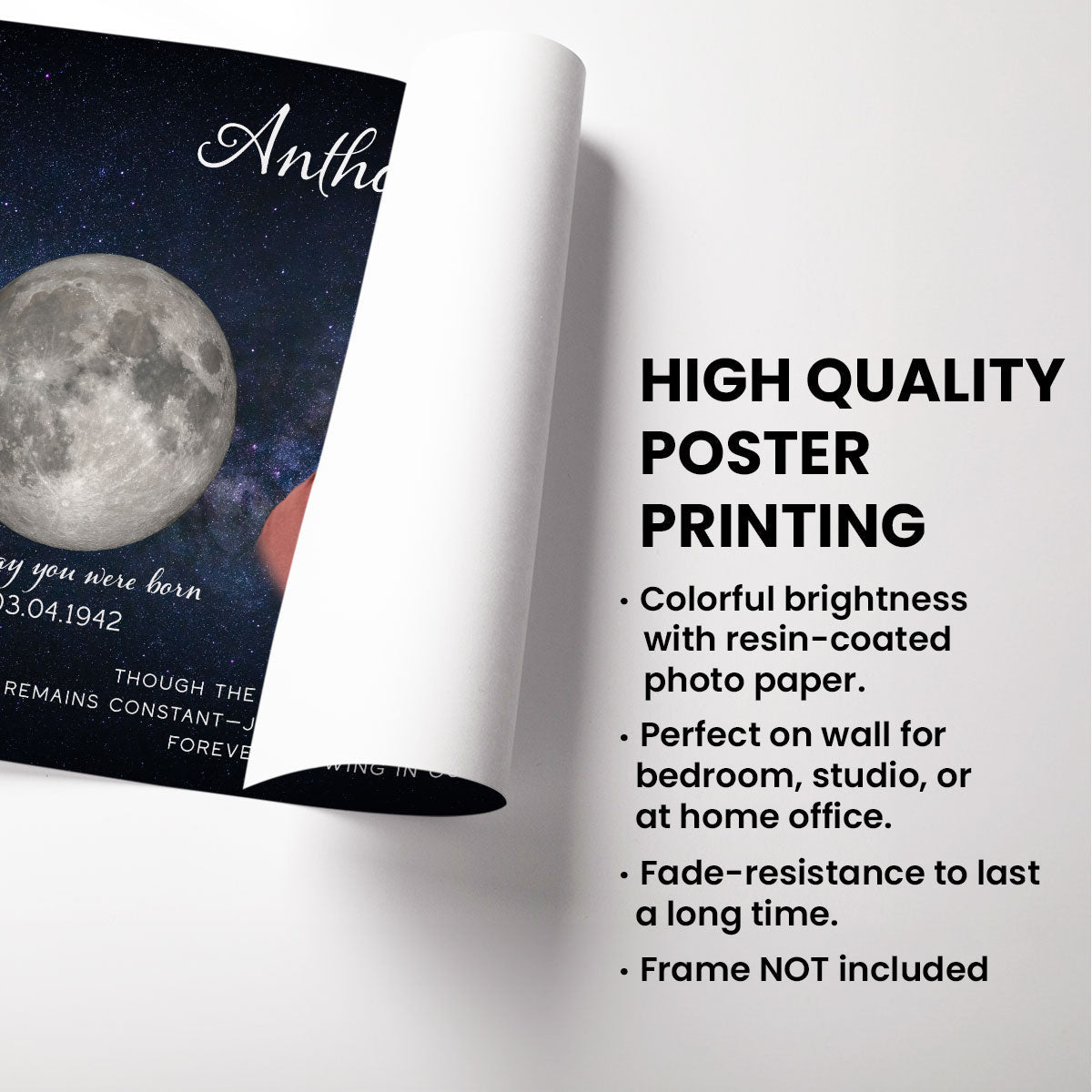 Memorial Keepsake Lost Loved One Custom Photo Moon Phase Art Sympathy Gift Personalized Poster