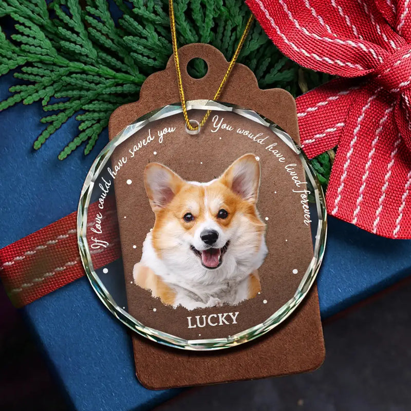 Custom Photo B&W Pet Loss Pet Memorial Forever Leaving Pawprints - Personalized Circle Acrylic Ornament