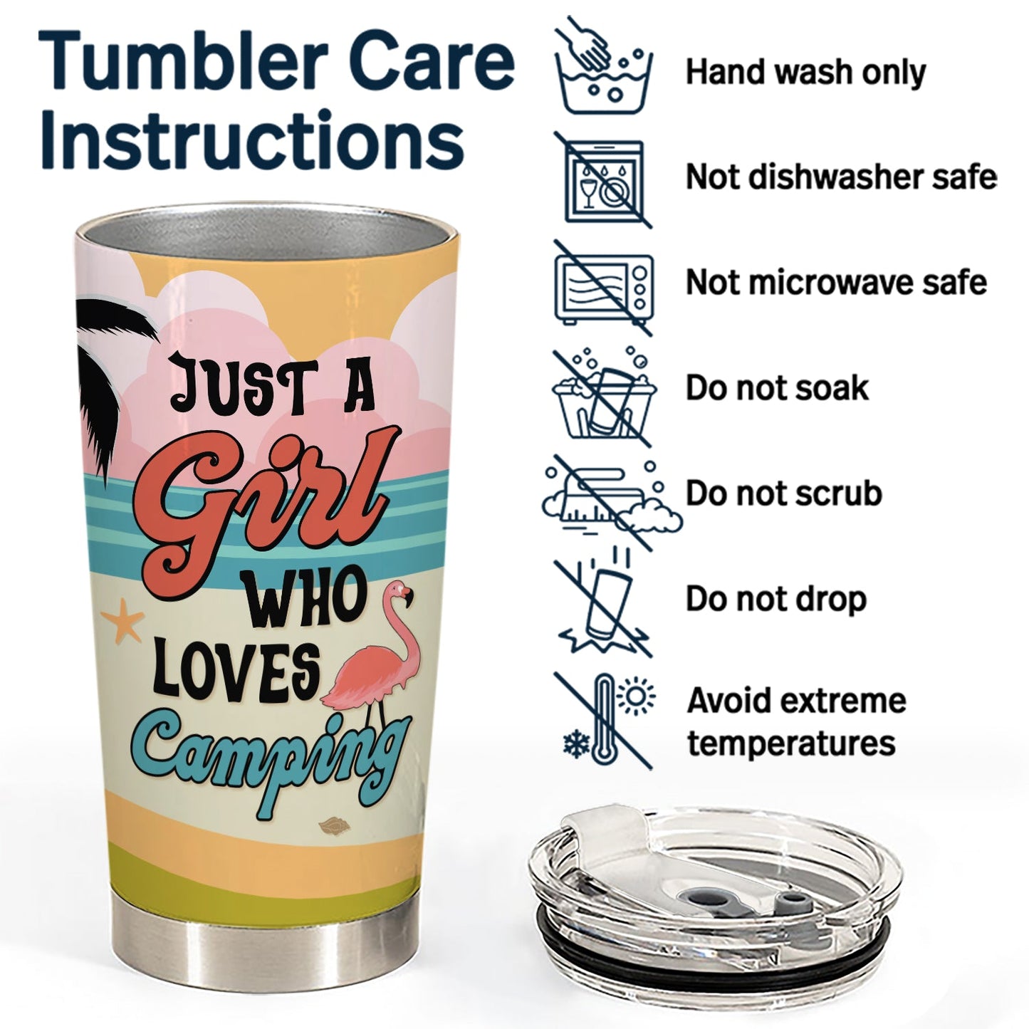 Beach Girl Who Loves Camping - Personalized Custom Tumbler