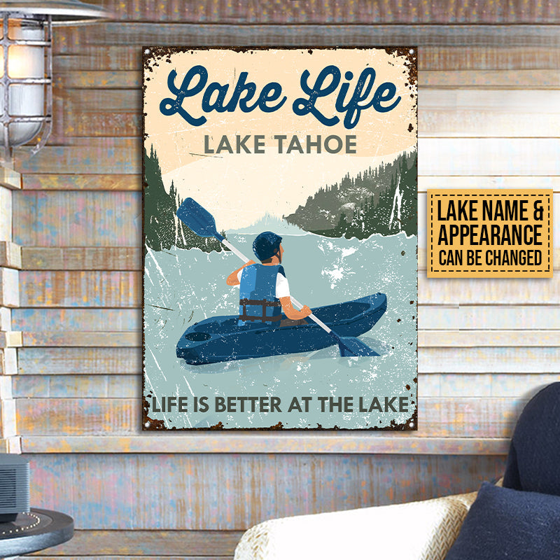 Kayaking Lake Life At Lake Custom Classic Metal Signs
