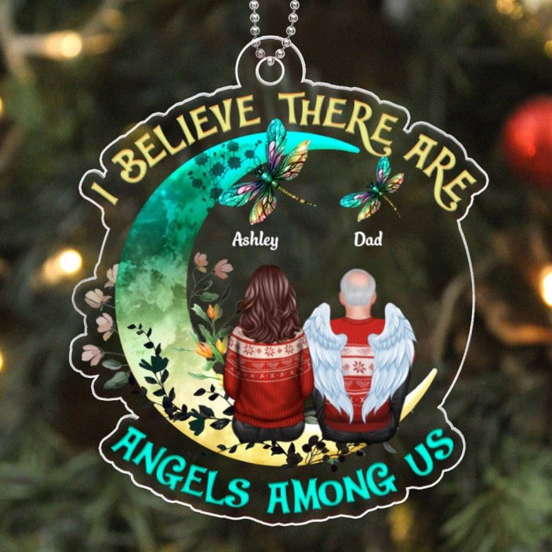 Angels Among Us Beautiful Moon Memorial Personalized Acrylic Ornament