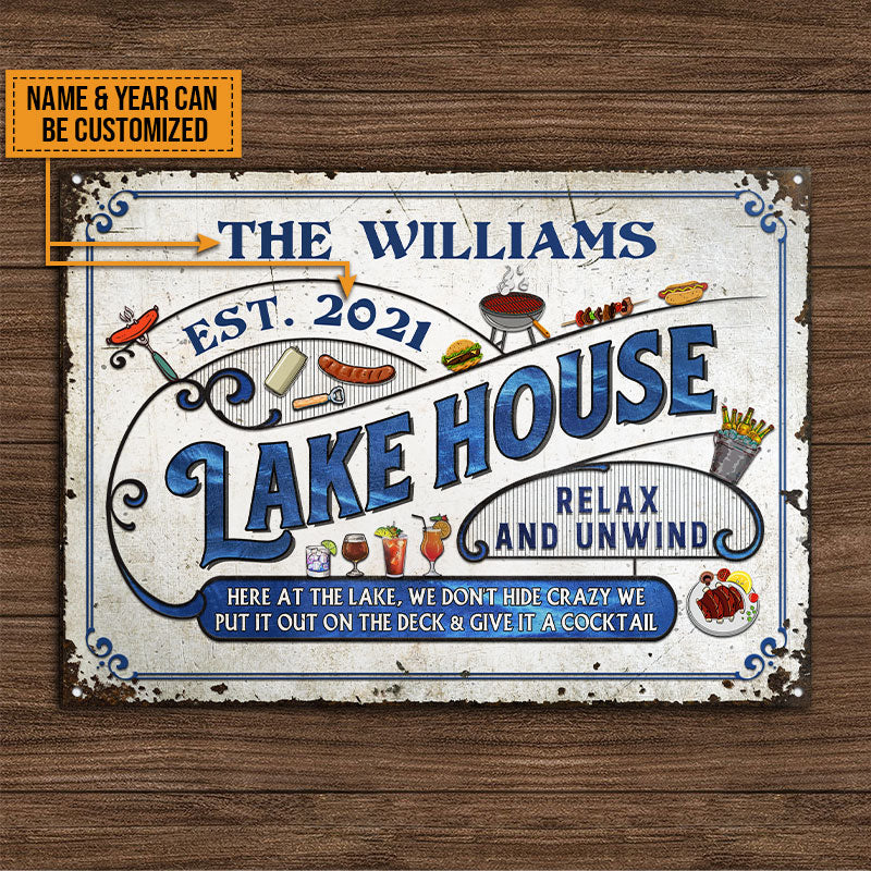 Lake House Deck Here At The Lake Custom Classic Metal Signs