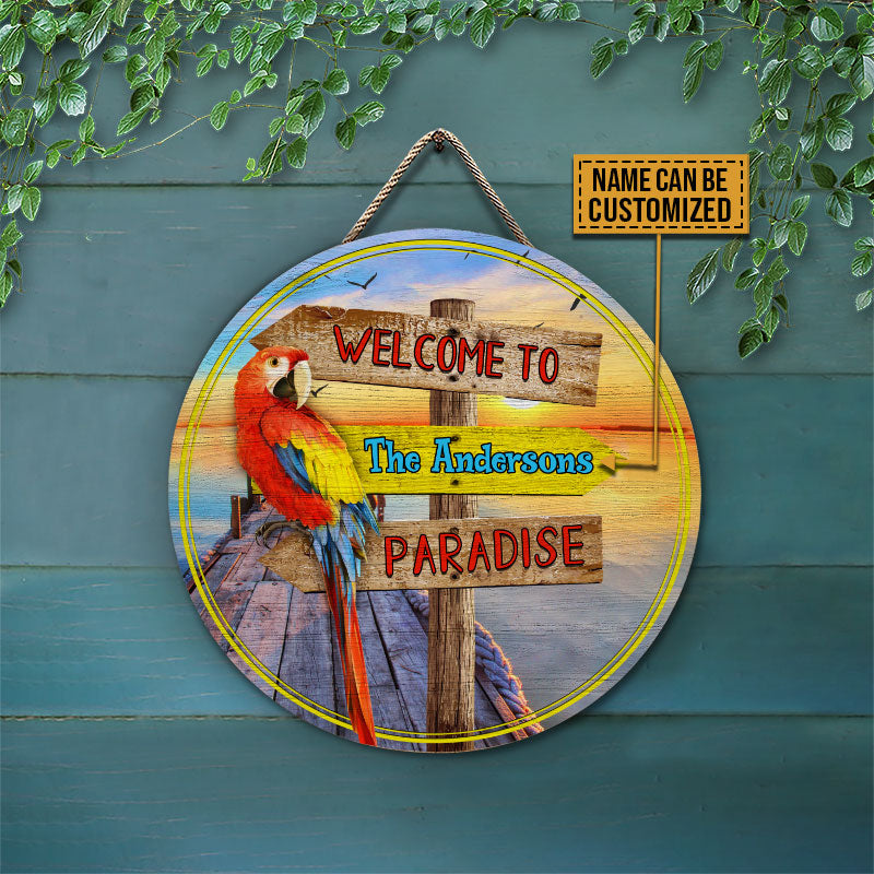 Lake House Paradise Custom Wood Circle Sign