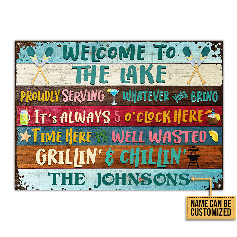 Lake House Time Here Is Well Wasted Custom Classic Metal Signs