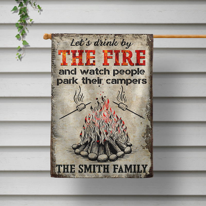 Let's Drink And Watch People Camping - Personalized Custom Flag