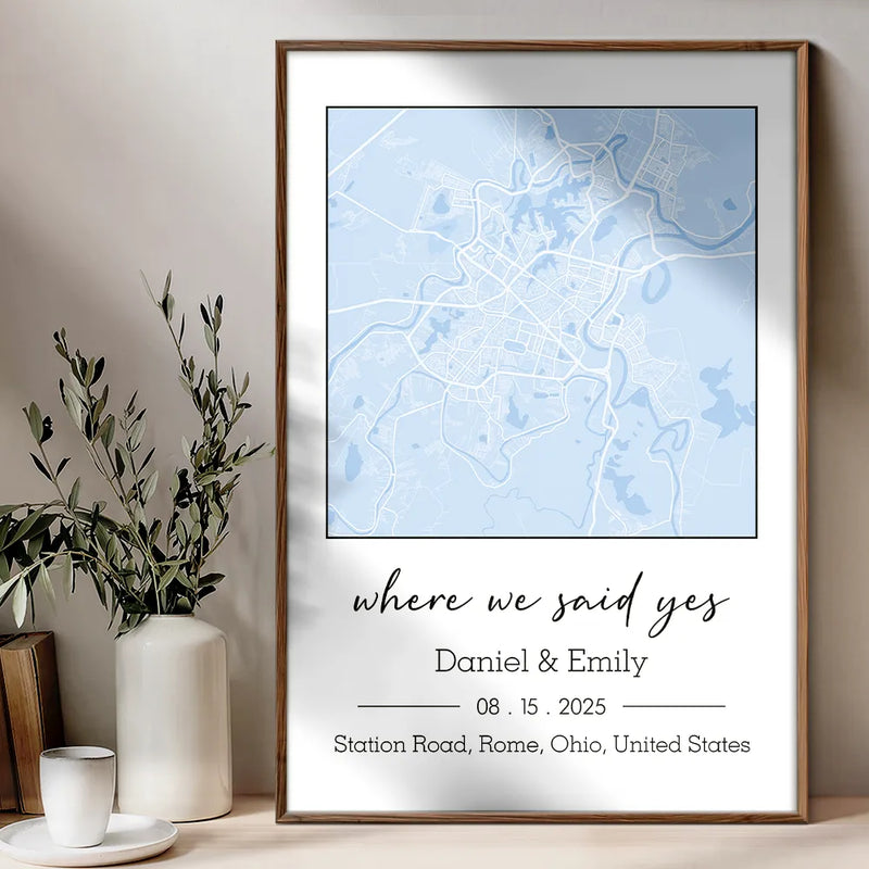 Location Map Wedding, Anniversary Gift For Couple, Where It All Began - Personalized Poster