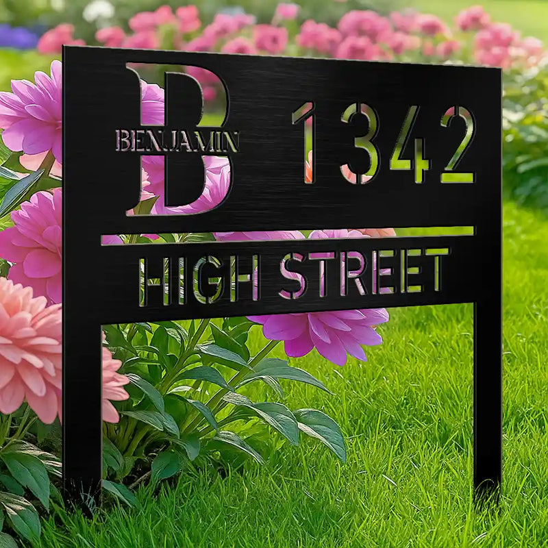 Welcome House Address Number Sign - Personalized Metal Garden Stake