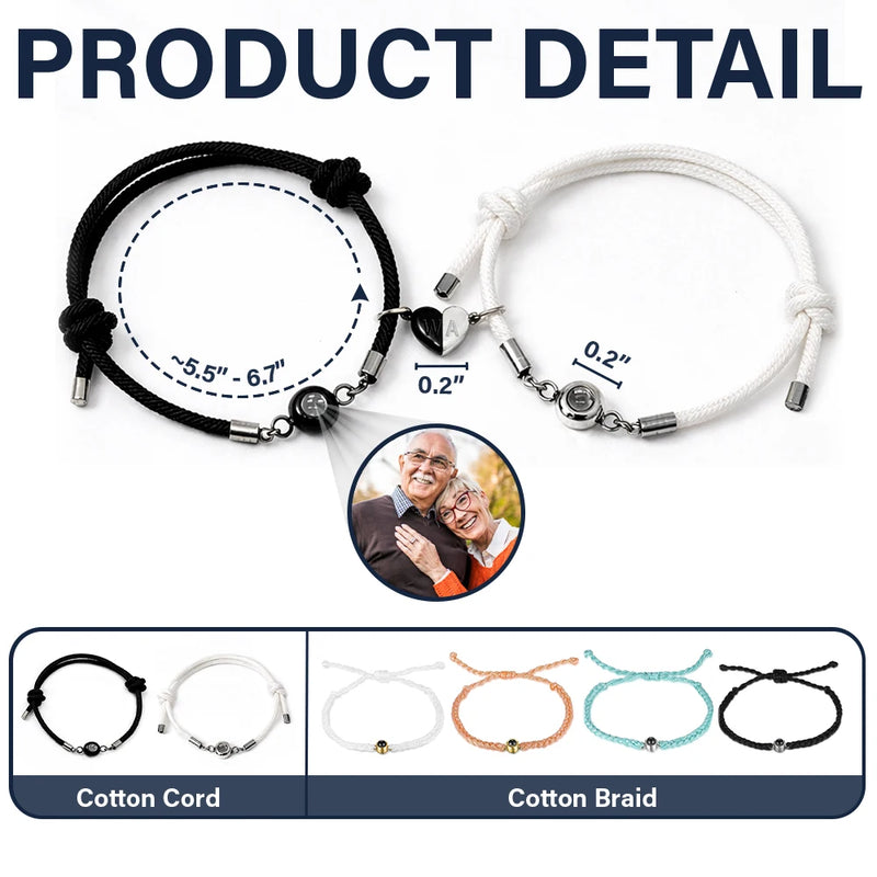 Custom Photo You And Me We Got This Couple - Personalized Photo Projection Bracelet Magnetic Initial