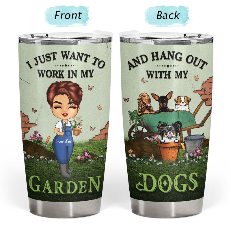 Dog Lovers Garden Chibi Girl In My Garden With My Dogs - Personalized Custom Tumbler