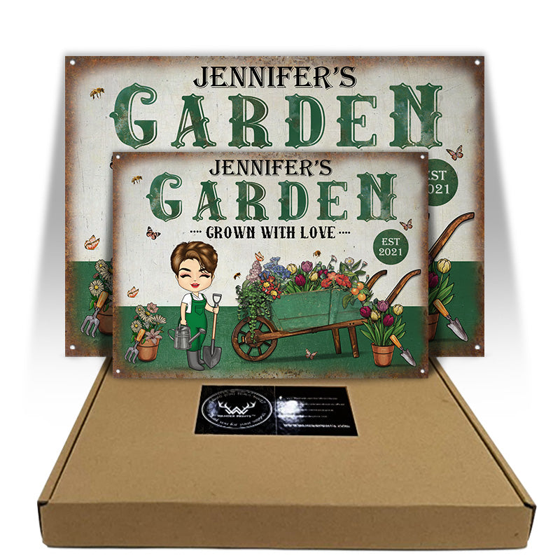 Grown With Love - Gift For Garden Lovers - Personalized Custom Classic Metal Signs